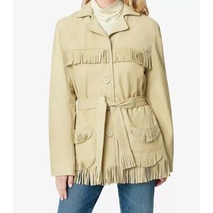 Joe’s Jeans women’s leather western fringe jacket XS